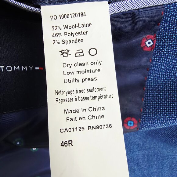 Tommy Hilfiger Size 46R Mens Blue Sport Jacket Blazer Wool Blend Two Back Slit - Picture 5 of 15